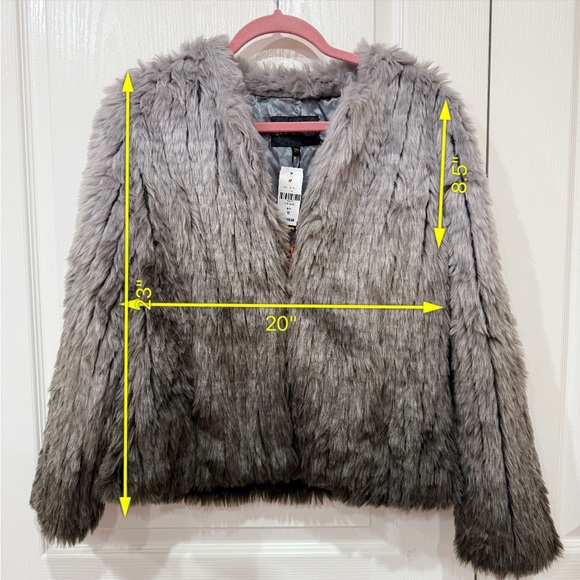 LF QED London Ombré Gray Faux Fur Coat - Picture 8 of 8